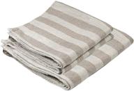 pure linen towel set of 3 - bless linen jacquard striped grey/white - includes 1 large bath towel and 2 hand towels logo