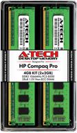 🔧 a-tech 4gb (2 x 2gb) ram upgrade kit for hp compaq 4000 pro & 6000 pro - small form factor & microtower - ddr3 1066mhz pc3-8500 non-ecc dimm memory logo