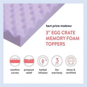 img 2 attached to Queen Size Best Price Mattress 3 Inch Egg Crate Memory Foam Mattress Topper Infused with Relaxing Lavender, CertiPUR-US Certified