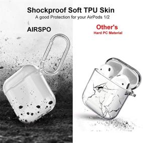 img 1 attached to 🎧 Чехол для AirPods AIRSPO - прозрачный мягкий защитный чехол из TPU для беспроводного чехла Apple AirPods 1/2 для зарядки с карабином [оптимизированный для SEO]