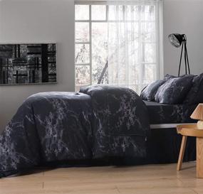 img 3 attached to 🛏️ Modern Fluffy King Bedding Set – SexyTown Black Marble Comforter Bed in a Bag with Sheets, 8-Piece Complete Set for All Seasons, including 1 Comforter, 2 Pillow Cases, 4pc Sheet Sets, and 1 Dust Ruffle