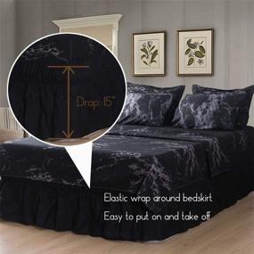 img 2 attached to 🛏️ Modern Fluffy King Bedding Set – SexyTown Black Marble Comforter Bed in a Bag with Sheets, 8-Piece Complete Set for All Seasons, including 1 Comforter, 2 Pillow Cases, 4pc Sheet Sets, and 1 Dust Ruffle