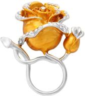 🌹 manzhen gold plated enamel rose flower eyeglass holder clip brooch jewelry for shirt - deluxe magnetic design logo