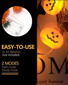 img 1 attached to 🎃 Halloween Pumpkin String Lights - 9.8ft Indoor Battery Operated 20LED Waterproof Orange Pumpkin Lights for Halloween Party Decorations Outdoor