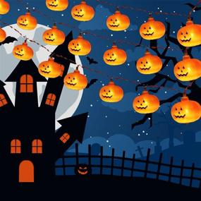 img 4 attached to 🎃 Halloween Pumpkin String Lights - 9.8ft Indoor Battery Operated 20LED Waterproof Orange Pumpkin Lights for Halloween Party Decorations Outdoor