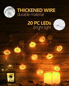 img 2 attached to 🎃 Halloween Pumpkin String Lights - 9.8ft Indoor Battery Operated 20LED Waterproof Orange Pumpkin Lights for Halloween Party Decorations Outdoor