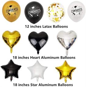 img 3 attached to 🎓 Complete 2021 Graduation Decorations Set: 53pcs Balloons, Banners, Swirls, Pom Poms - Black and Gold Theme for Wedding, Graduation Party Supplies