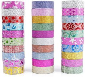 img 4 attached to 🎨 30 Rolls Glitter Washi Tape Set - PuTwo Decorative Tape for Crafts & Journal, 15mm Wide Cute & Vintage Japanese Washi Tape