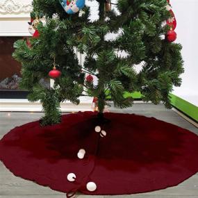 img 3 attached to 🎄 MACUNIN 48-inch Traditional Knitted Christmas Tree Skirt: Rustic and Luxurious Xmas Holiday Decorations in Wine Red