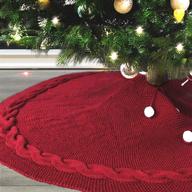 🎄 macunin 48-inch traditional knitted christmas tree skirt: rustic and luxurious xmas holiday decorations in wine red logo