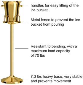 img 1 attached to 🍾 Standing Ice Bucket with Stand - 201 Stainless Steel Ice Cube Container Cooler Chiller for Wine Champagne Beer KTV Clubs Bar Parties - 5L (Gold, 90cm Height)