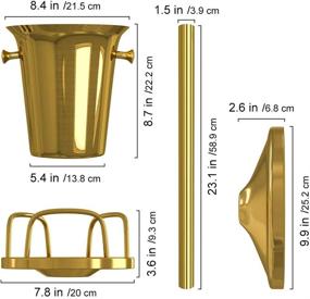 img 2 attached to 🍾 Standing Ice Bucket with Stand - 201 Stainless Steel Ice Cube Container Cooler Chiller for Wine Champagne Beer KTV Clubs Bar Parties - 5L (Gold, 90cm Height)