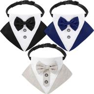 🐶 stylish formal dog tuxedo bandana: adjustable collar with bow and neck tie designs in 3 colors logo