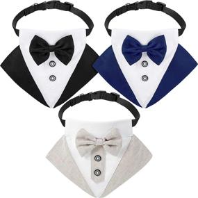 img 4 attached to 🐶 Stylish Formal Dog Tuxedo Bandana: Adjustable Collar with Bow and Neck Tie Designs in 3 Colors