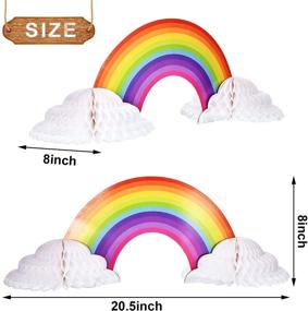 img 3 attached to 🌈 Радужный центр из бумажного сотового картона WILLBOND – без складок, дизайн радужного облака – декорация для дня рождения и вечеринки для малышей (набор из 2)