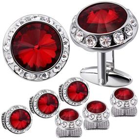 img 4 attached to Crystal Cufflinks Tuxedo Studs Women