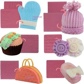 img 1 attached to 🧶 Funshowcase Weave Knitting Silicone Mold Texture Stamp Mat 8-in-Set Bundle: Perfect for Sugarcraft Cake Border Decoration, Cupcake Toppers, Polymer Clay Crafts, Soap & Wax Making Projects