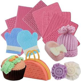 img 4 attached to 🧶 Funshowcase Weave Knitting Silicone Mold Texture Stamp Mat 8-in-Set Bundle: Perfect for Sugarcraft Cake Border Decoration, Cupcake Toppers, Polymer Clay Crafts, Soap & Wax Making Projects