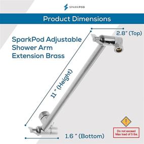 img 2 attached to 11-inch Chrome SparkPod Shower Arm Extension - Durable Solid Brass with Universal Connection to All Shower Heads, Quick Install, Advanced Anti-Leakage Technology