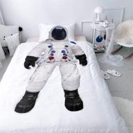 🚀 astronaut comforter cover set - universe galaxy bedding sets, queen size for outer space theme duvet cover - boys teens kids starry sky room decor - soft microfiber bedspread cover with no filling inside logo