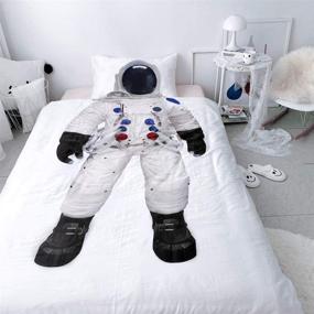 img 4 attached to 🚀 Astronaut Comforter Cover Set - Universe Galaxy Bedding Sets, Queen Size for Outer Space Theme Duvet Cover - Boys Teens Kids Starry Sky Room Decor - Soft Microfiber Bedspread Cover with No Filling Inside