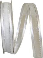 reliant ribbon 25205-981-03j sheer satin edge metallic ribbon - 5/8 inch width, 25 yards length - white/silver logo