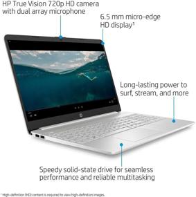 img 3 attached to 💻 Новейший ноутбук HP 2021 года, 15,6-дюймовый сенсорный экран HD, процессор 11-го поколения Intel Core i3-1115G4, 12 ГБ оперативной памяти DDR4, 512 ГБ SSD-накопитель PCIe NVMe, HDMI, вебкамера, беспроводная сеть Wi-Fi 5, Bluetooth 4.2, Windows 10 Home, серебристый.