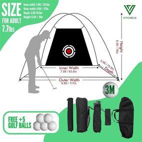 img 3 attached to 🏌️ Vitchelo Golf Practice Net for Kids & Adults with Storage Bag - Portable 6.5 x 9.8 Feet Driving Range, Bullseye & 5 Golf Balls - Indoor/Outdoor Hitting Net for Backyard Heavy Duty Swing Training