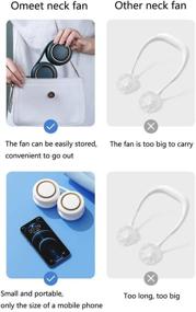 img 3 attached to 🔋 Shrinkable USB Rechargeable Battery Mini Hand Free Fan - Neckband Dual Neck Air Cooler with Headphone Design - Portable Wearable for Home, Office, Travel, Camping - White