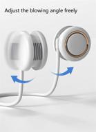 🔋 shrinkable usb rechargeable battery mini hand free fan - neckband dual neck air cooler with headphone design - portable wearable for home, office, travel, camping - white логотип