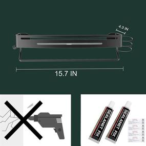 img 1 attached to 🛁 Black Wall Mounted Shower Shelf Organizer with Hooks - No Drill Storage Rack for Kitchen - 2 Pack