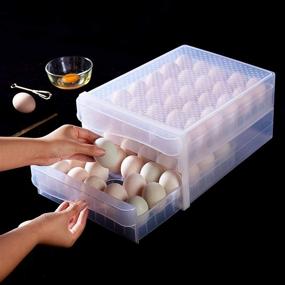 img 3 attached to Hershuing 60 Grid Large Capacity Egg Holder: Convenient Household Fresh Storage Box for Fridge