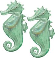 🐴 pair of 2 sparkling holographic seahorse jumbo 38" foil balloons логотип