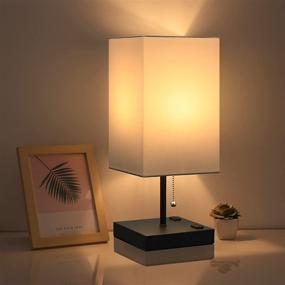 img 1 attached to 💡 Multi-Functional Table Lamp with Outlet: Bedside Lamp, Desk Light, Nightstand Lamp for Bedroom with 2-Prong A/C Outlets and White Fabric Lampshade