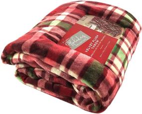 img 1 attached to 🎄 Christmas Winter Plush Tartan Plaid Throw Blanket: Burgundy Red Green Ivory…