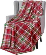 🎄 christmas winter plush tartan plaid throw blanket: burgundy red green ivory… logo