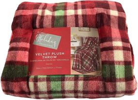 img 3 attached to 🎄 Christmas Winter Plush Tartan Plaid Throw Blanket: Burgundy Red Green Ivory…