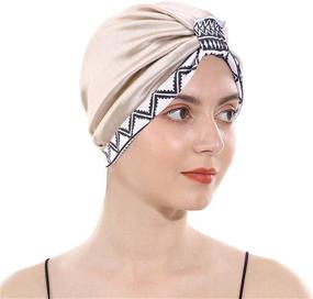 img 1 attached to 🧢 Cotton Turbans with Satin Liner - Double-Layered Beanie Chemo Cap Sleep Bonnet by DuoZan