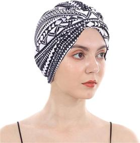 img 2 attached to 🧢 Cotton Turbans with Satin Liner - Double-Layered Beanie Chemo Cap Sleep Bonnet by DuoZan