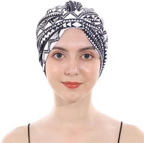 img 3 attached to 🧢 Cotton Turbans with Satin Liner - Double-Layered Beanie Chemo Cap Sleep Bonnet by DuoZan