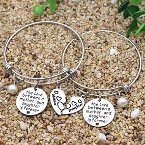 img 3 attached to 💖 Forever Love: Heart Charm Bangle Bracelets for Mothers and Daughters - Thoughtful Jewelry Gifts