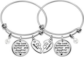 img 4 attached to 💖 Forever Love: Heart Charm Bangle Bracelets for Mothers and Daughters - Thoughtful Jewelry Gifts