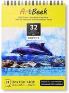 🖌️ artbeek 9x12 inch watercolor paper - 32 sheets (140lb/300gsm), 100% cotton, cold pressed, acid-free - ideal for painting, drawing, wet & mixed media - high-quality art sketchbook pad logo