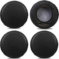 4 pack black moonet tire covers for rv wheel - 4 layer oxford, waterproof uv 🔒 sun protectors for motorhome boat trailer camper van suv - d74cm x h28cm, fits diameter 27&#34;-29&#34; l logo