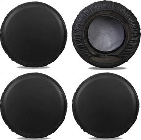 img 4 attached to 4 Pack Black MOONET Tire Covers for RV Wheel - 4 Layer Oxford, Waterproof UV 🔒 Sun Protectors for Motorhome Boat Trailer Camper Van SUV - D74cm x H28cm, Fits Diameter 27&#34;-29&#34; L