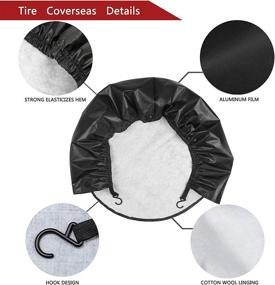 img 3 attached to 4 Pack Black MOONET Tire Covers for RV Wheel - 4 Layer Oxford, Waterproof UV 🔒 Sun Protectors for Motorhome Boat Trailer Camper Van SUV - D74cm x H28cm, Fits Diameter 27&#34;-29&#34; L