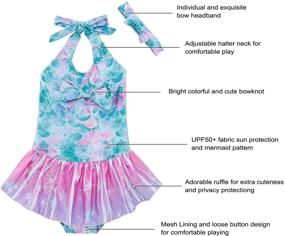 img 3 attached to 👶 RAISEVERN Baby Girls Mermaid One Piece Swimsuit with Ruffles and Headband, Beach Bathing Suit Ideal for 1-5 Years