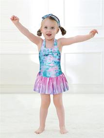 img 1 attached to 👶 RAISEVERN Baby Girls Mermaid One Piece Swimsuit with Ruffles and Headband, Beach Bathing Suit Ideal for 1-5 Years