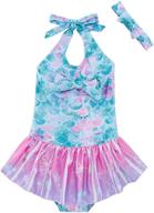 👶 raisevern baby girls mermaid one piece swimsuit with ruffles and headband, beach bathing suit ideal for 1-5 years logo