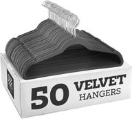 👔 zober 50 pack of grey velvet hangers - premium quality, space saving, strong, durable, hold up to 10 lbs - ultra thin, non slip suit hangers with 360 degree chrome swivel hook logo